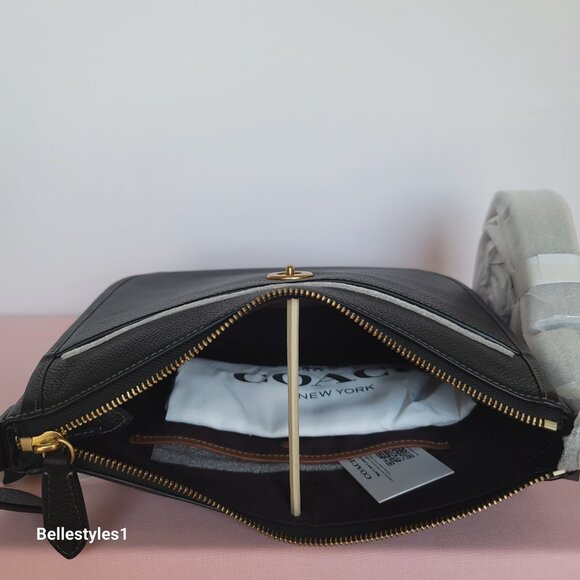 COACH Chaise Pebbled Leather Crossbody Bag- Black color ⭐ - Picture 12 of 16